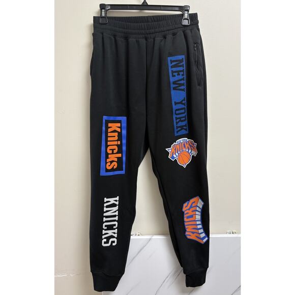 Fisll Other - FISLL New York Knicks Black Sweatpants Men's Size L NBA Logo Joggers Zip Pockets